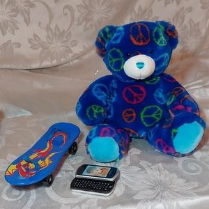 Build•A•Bear BluePeace Bear/Board &Blackberry Cell